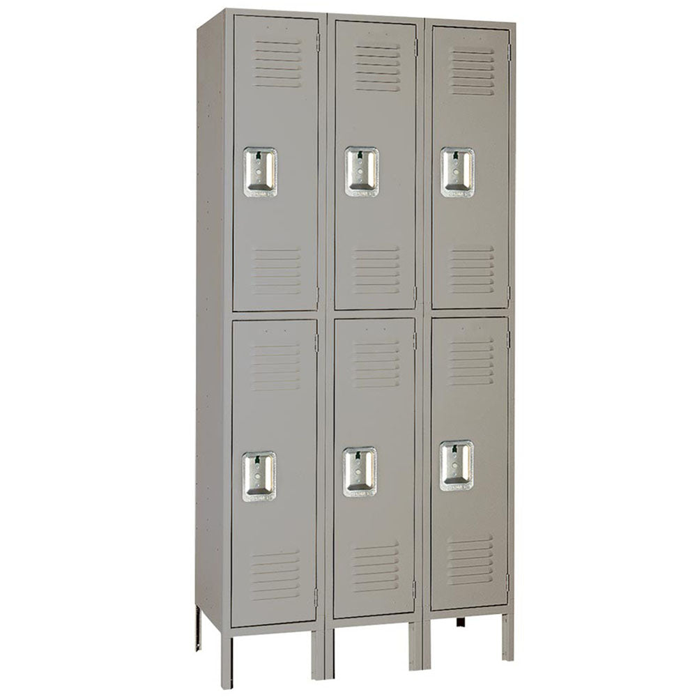 15"d x 12"w x 78"h Double Tier Steel Lockers - Gray