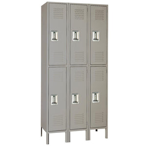 15"d x 12"w x 78"h Double Tier Steel Lockers - Gray