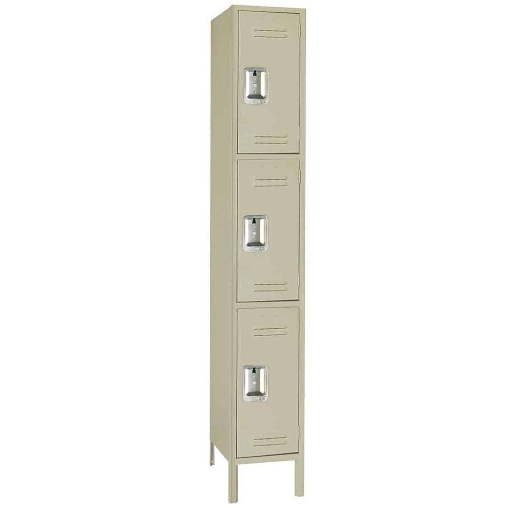 15"d x 12"w x 78"h 3-Tier Steel Lockers - Tan