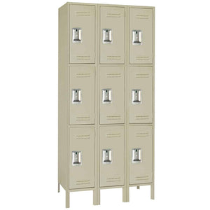 15"d x 12"w x 78"h 3-Tier Steel Lockers - Tan