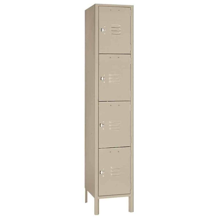 12"d x 12"w x 54"h 4-Tier Steel Lockers - Tan