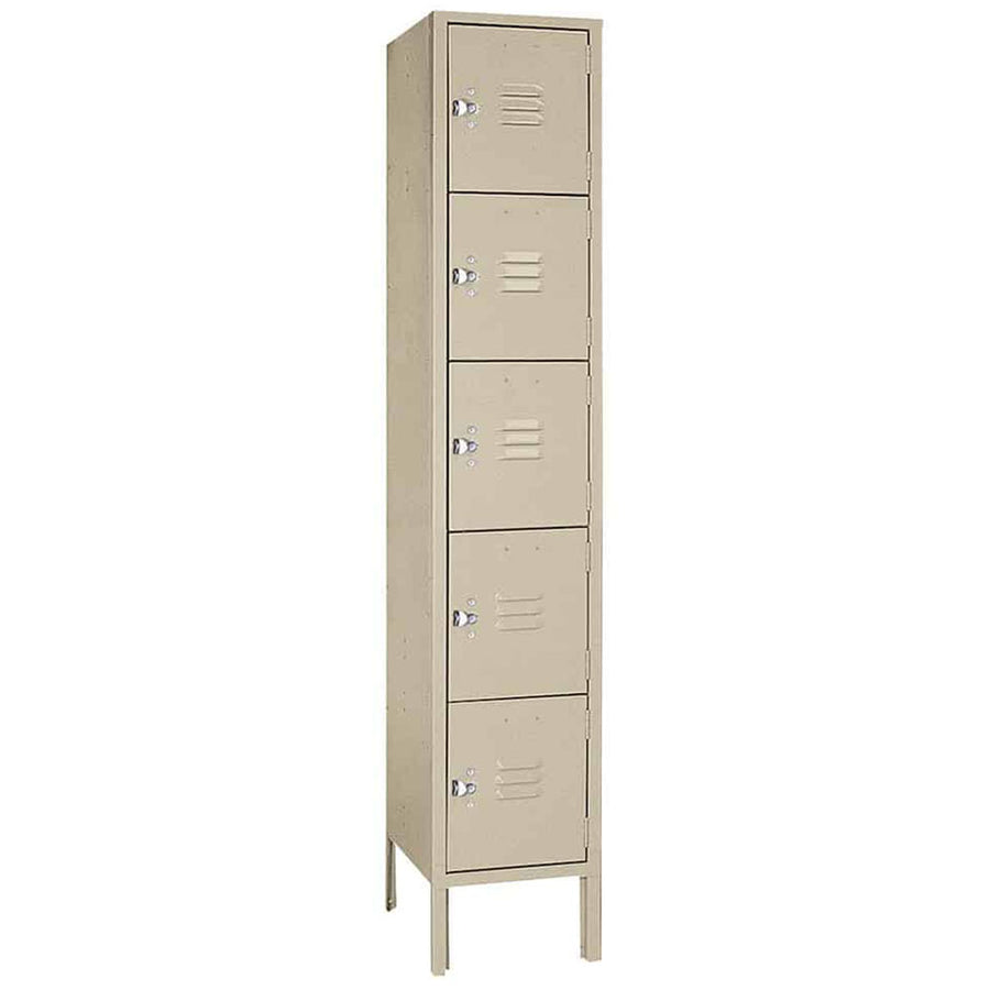 12"d x 12"w x 66"h 5-Tier Steel Lockers - Tan
