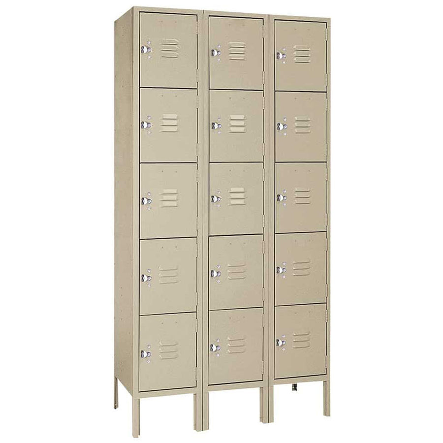 12"d x 12"w x 66"h 5-Tier Steel Lockers - Tan