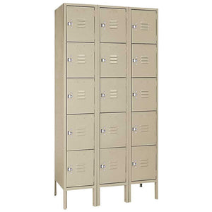 12"d x 12"w x 66"h 5-Tier Steel Lockers - Tan