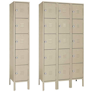 12"d x 12"w x 66"h 5-Tier Steel Lockers - Tan