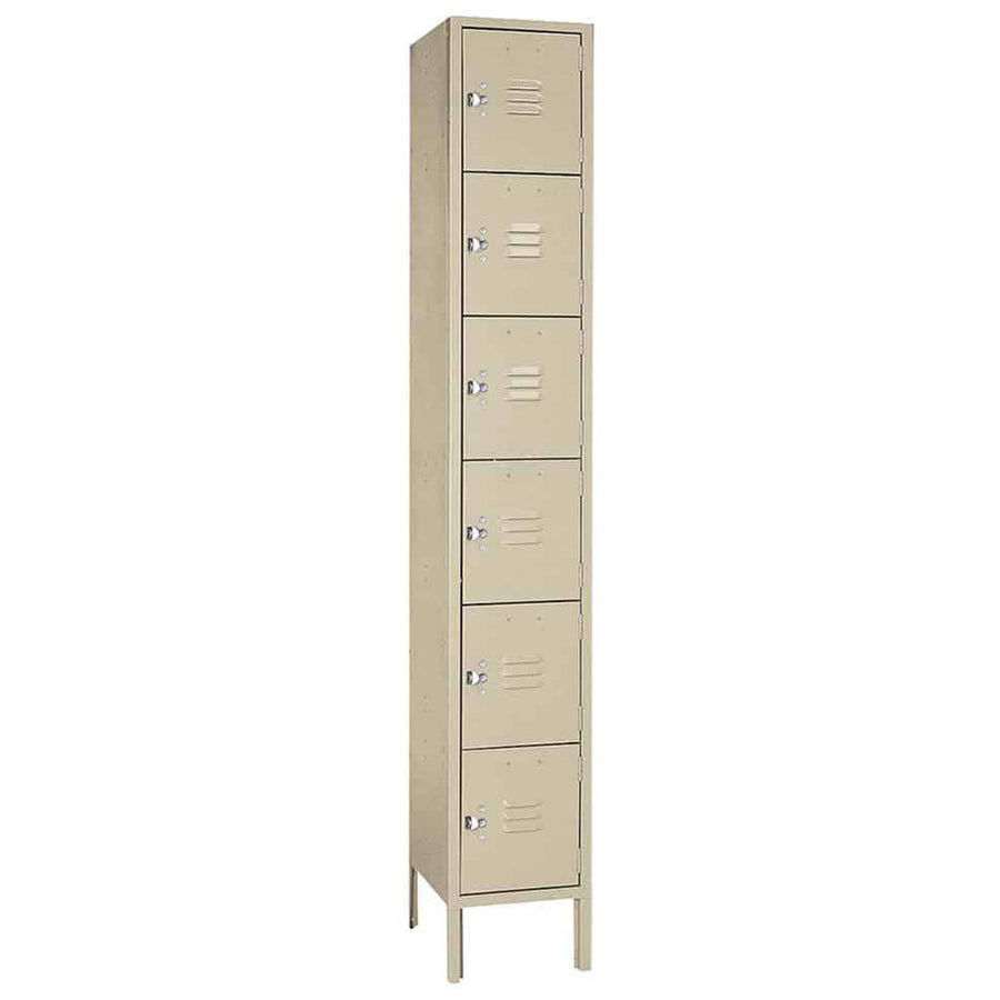 15"d x 12"w x 78"h 6-Tier Steel Lockers - Tan