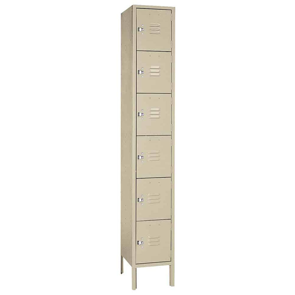 15"d x 12"w x 78"h 6-Tier Steel Lockers - Tan