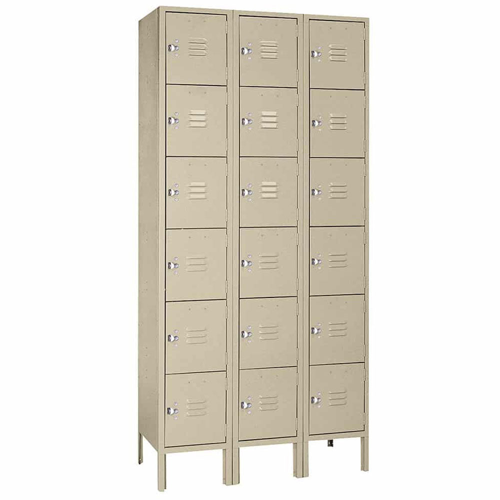 15"d x 12"w x 78"h 6-Tier Steel Lockers - Tan
