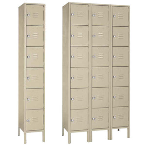 15"d x 12"w x 78"h 6-Tier Steel Lockers - Tan