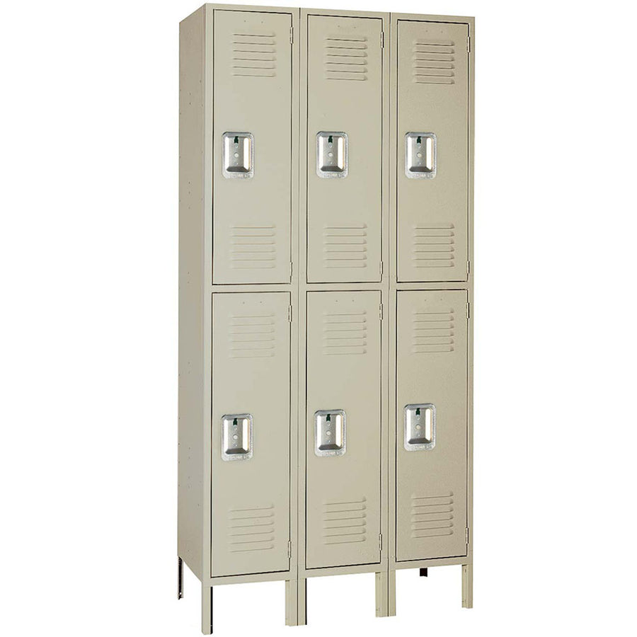 15"d x 12"w x 78"h Double Tier Steel Lockers - Tan