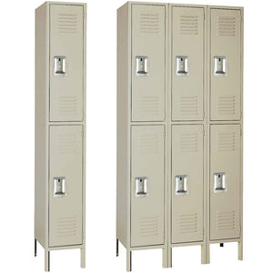 15"d x 12"w x 78"h Double Tier Steel Lockers - Tan