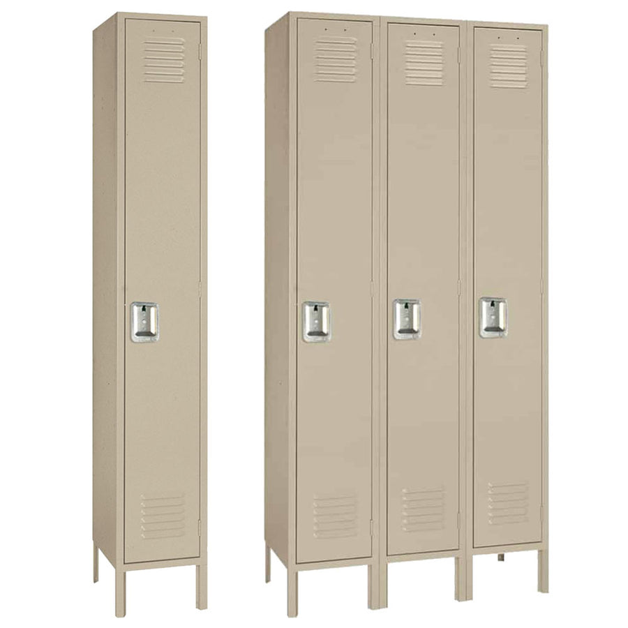 15"d x 12"w x 78"h Single Tier Steel Lockers - Tan