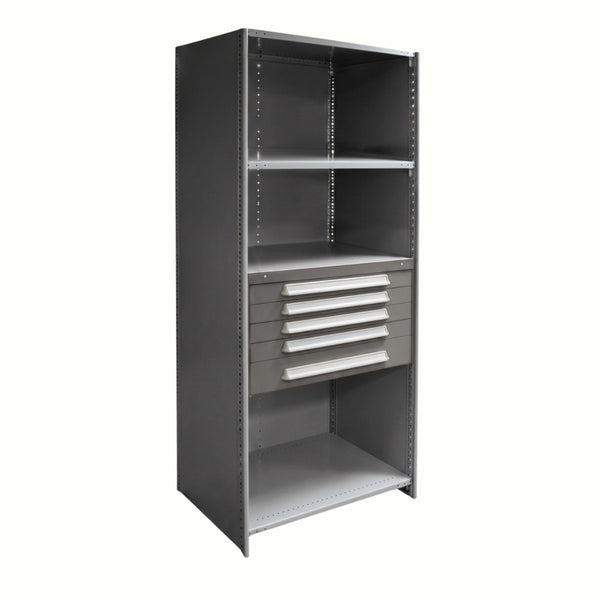Lyon Closed Steel Shelving with 5 Modular Drawers - Starter Units