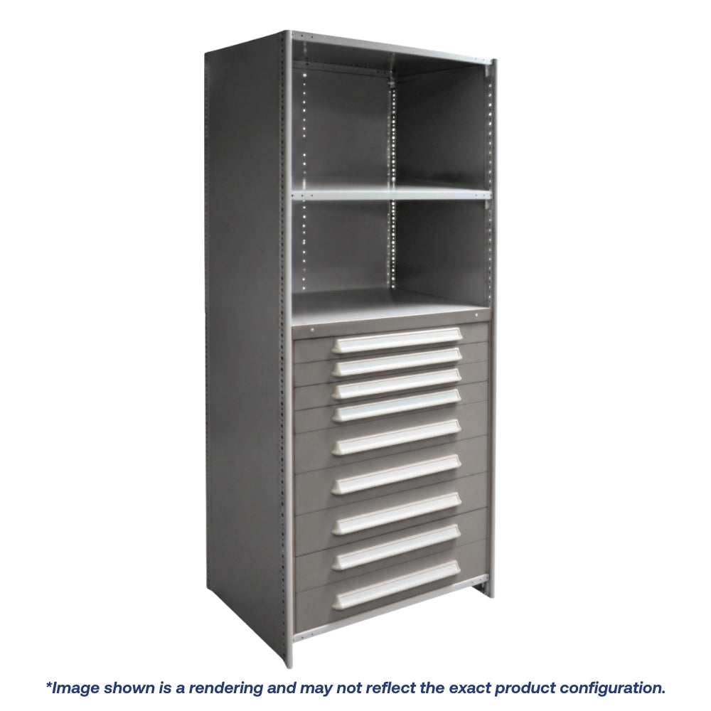 Lyon Closed Steel Shelving with 9 Modular Drawers - Starter Units