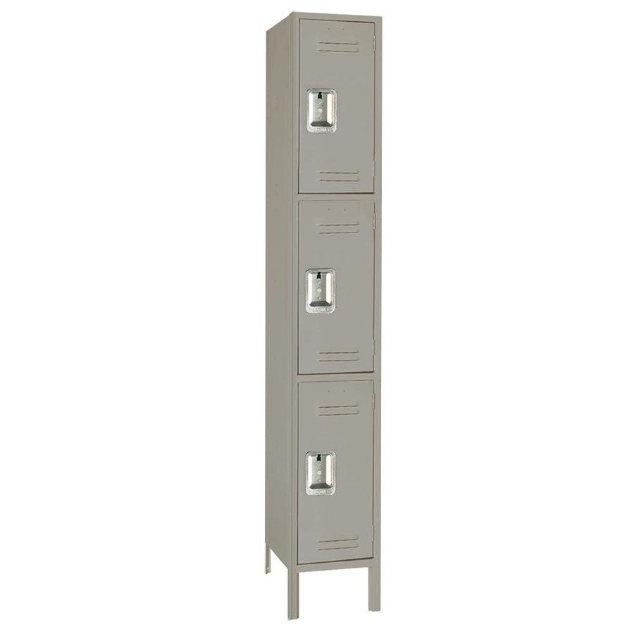 15"d x 12"w x 78"h 3-Tier Steel Lockers - Gray