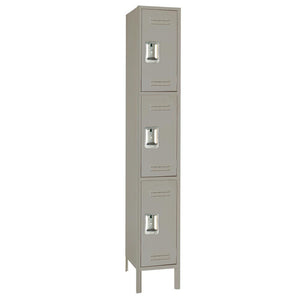 15"d x 12"w x 78"h 3-Tier Steel Lockers - Gray