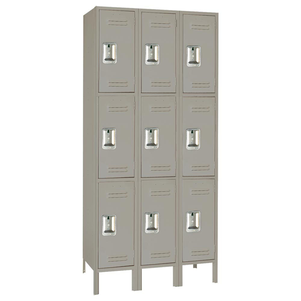 15"d x 12"w x 78"h 3-Tier Steel Lockers - Gray