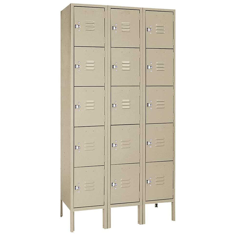 12"d x 12"w x 66"h 5-Tier Steel Lockers - Tan