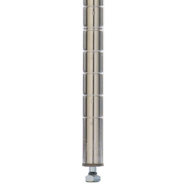Metro Super Erecta SiteSelect chrome stationary post with adjustable leveling bolt, designed for wire shelving units.