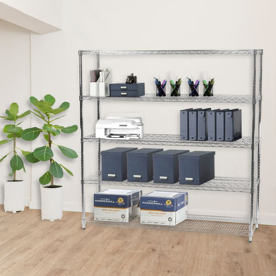 14"d x 60"w Chrome Wire Shelving w/ 5 Shelves