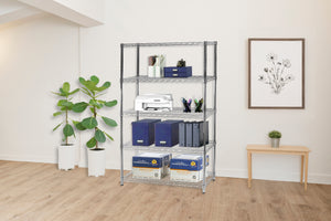 12"d x 36"w Chrome Wire Shelving w/ 5 Shelves