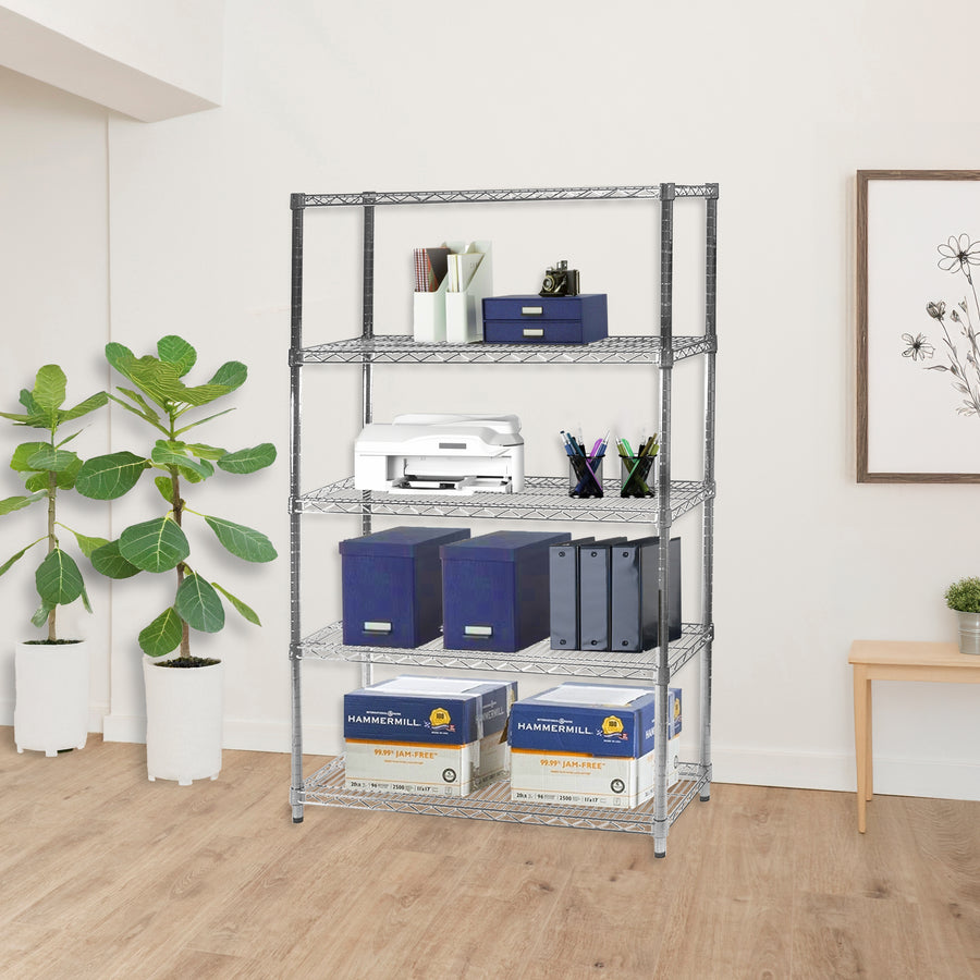 14"d x 48"w Chrome Wire Shelving w/ 5 Shelves
