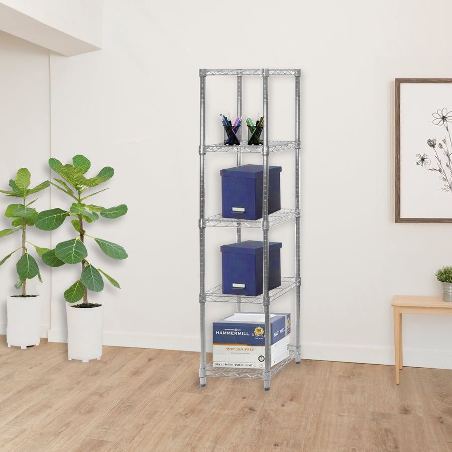 12"d x 18"w Chrome Wire Shelving w/ 5 Shelves