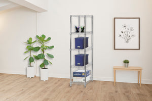 14"d x 24"w Chrome Wire Shelving w/ 5 Shelves