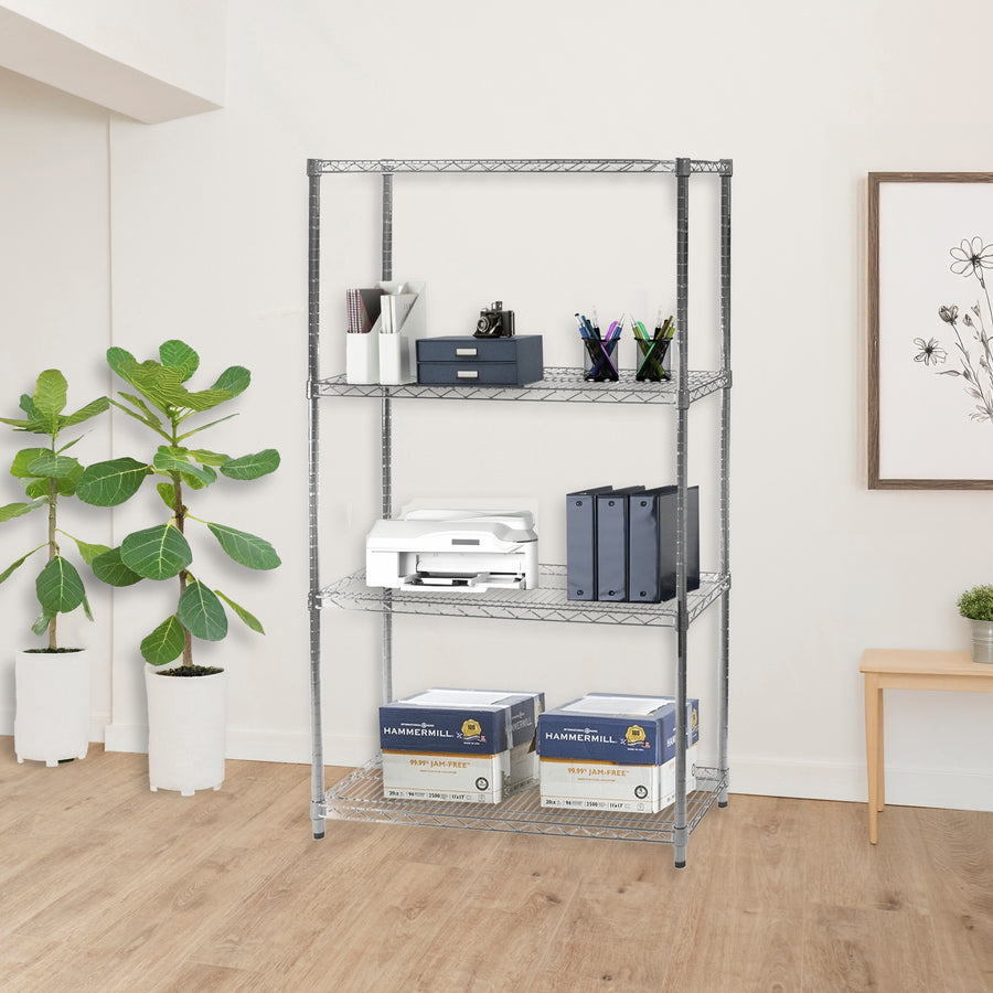 14"d x 48"w Chrome Wire Shelving w/ 4 Shelves