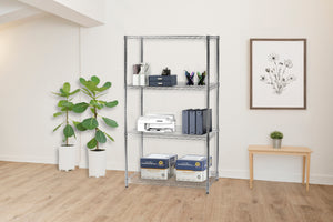 14"d x 48"w Chrome Wire Shelving w/ 4 Shelves