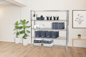 14"d x 72"w Chrome Wire Shelving w/ 5 Shelves