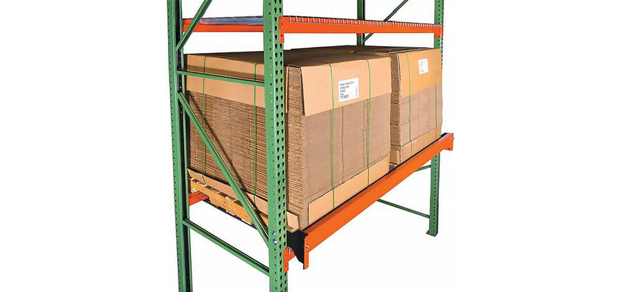 Pallet stop beam brackets loaded installation