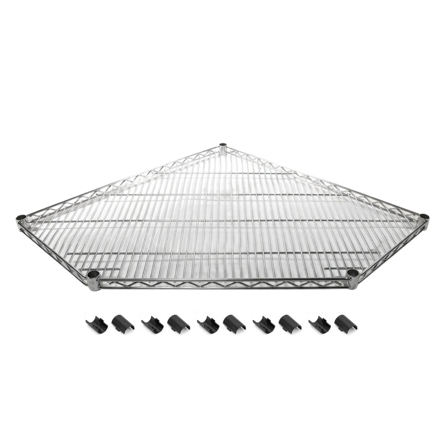 Chrome Pentagon Corner Wire Shelf with Shelf Clips (SI-PS1827C)