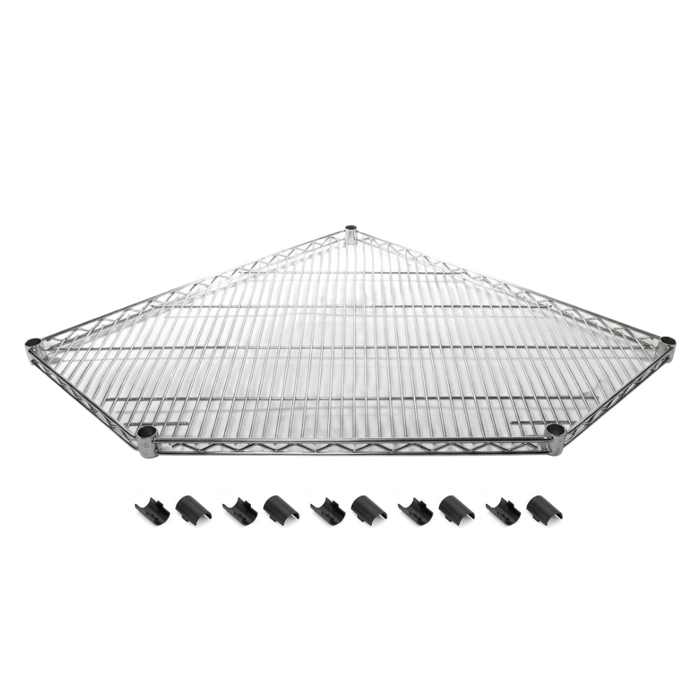 Chrome Pentagon Corner Wire Shelf with Shelf Clips (SI-PS1827C)
