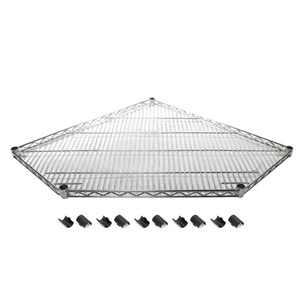 Chrome Pentagon Corner Wire Shelf with Shelf Clips (SI-PS1827C)