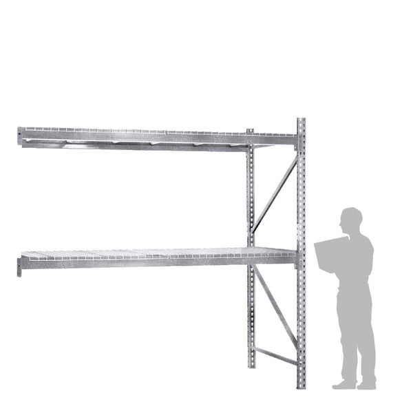 2-Tier Galvanized Teardrop Pallet Rack Add-On Units w/ Wire Decking - 48"d x 120"h