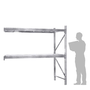 2-Tier Galvanized Teardrop Pallet Rack Add-On Units w/ Wire Decking - 48"d x 96"h