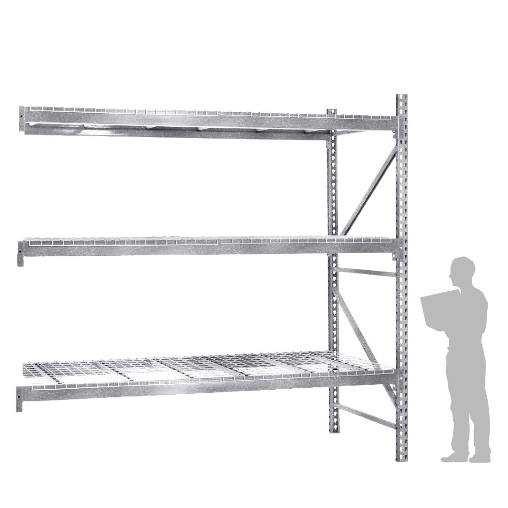 3-Tier Galvanized Teardrop Pallet Rack Add-On Units w/ Wire Decking - 48"d x 144"h