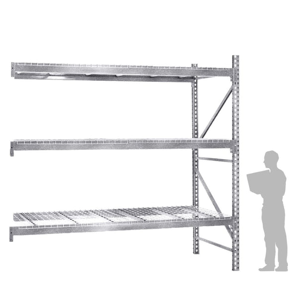 3-Tier Galvanized Teardrop Pallet Rack Add-On Units w/ Wire Decking - 42"d x 144"h
