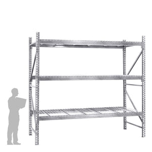 3-Tier Galvanized Teardrop Pallet Rack Starter Units w/ Wire Decking - 42"d x 144"h