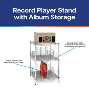 Record Player Stand with Album Storage