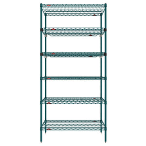 24"d x 74"h 6-Shelf Metro Super Erecta EZ-ADD Wire Shelving - Metroseal Green