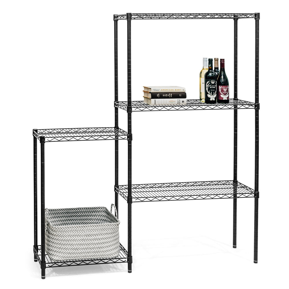Black 5-Tier Staggered Shelving – Shelving Inc.