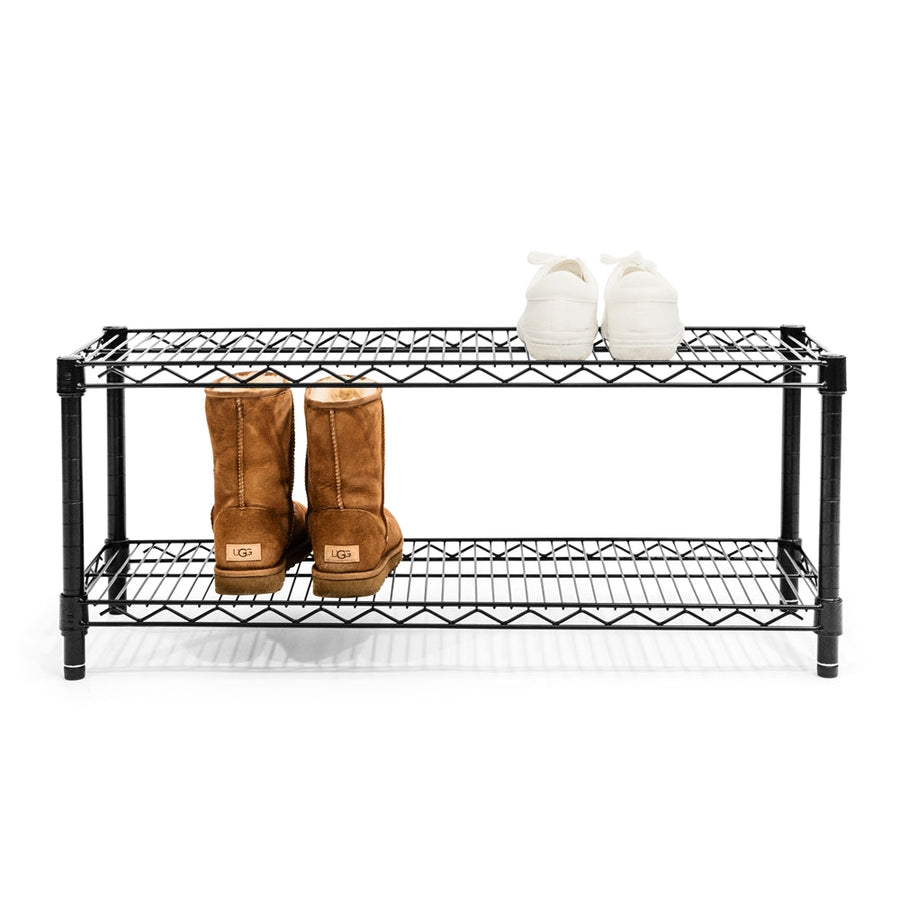 Black 2-Tier Shoe Rack – Shelving - Main Image
