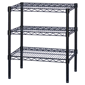 Black Wire Shelving w/ 3 Shelves - 12"d x 24"w x 34"h (SI-SB122434-3)