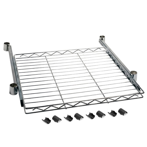 Chrome Sliding Wire Shelf with Shelf Clips - 18"d x 24"w