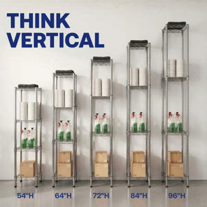 8"d x 12"w Chrome Wire Shelving w/ 4 Shelves