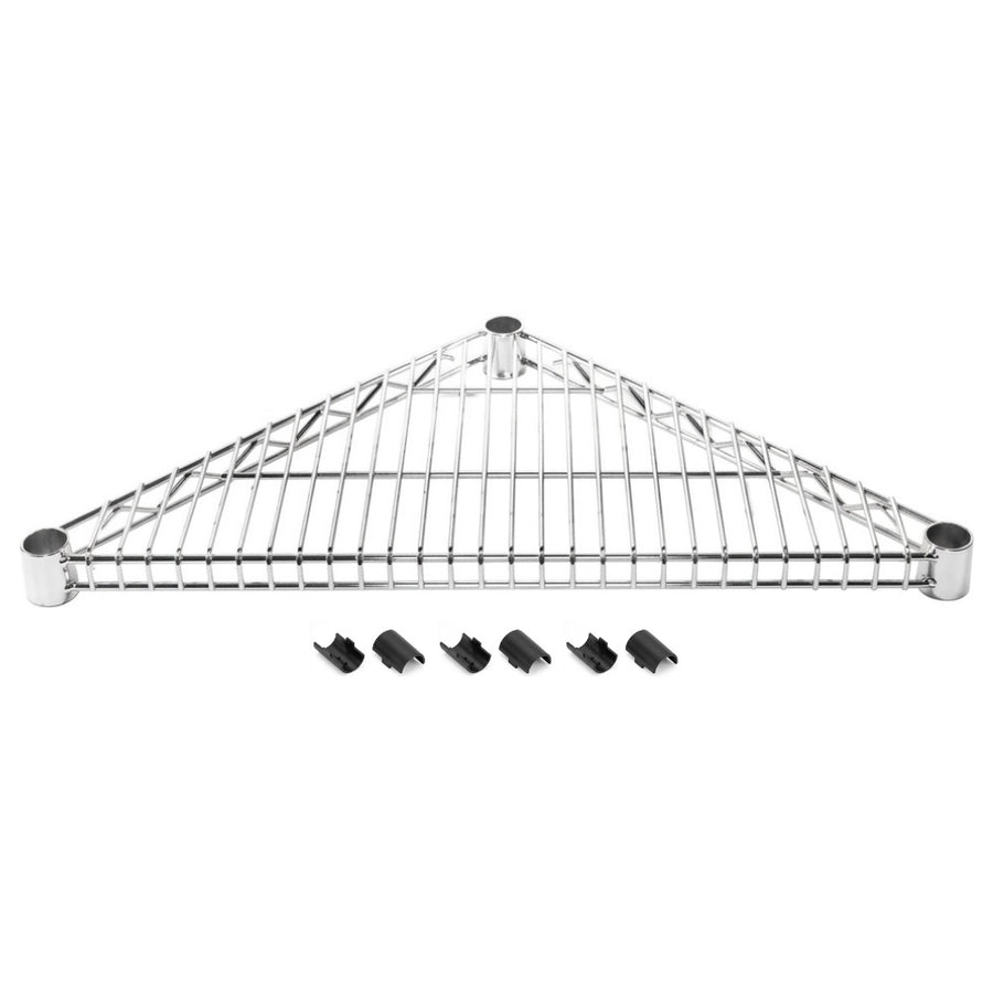 Chrome Triangle Corner Wire Shelves with Shelf Clips