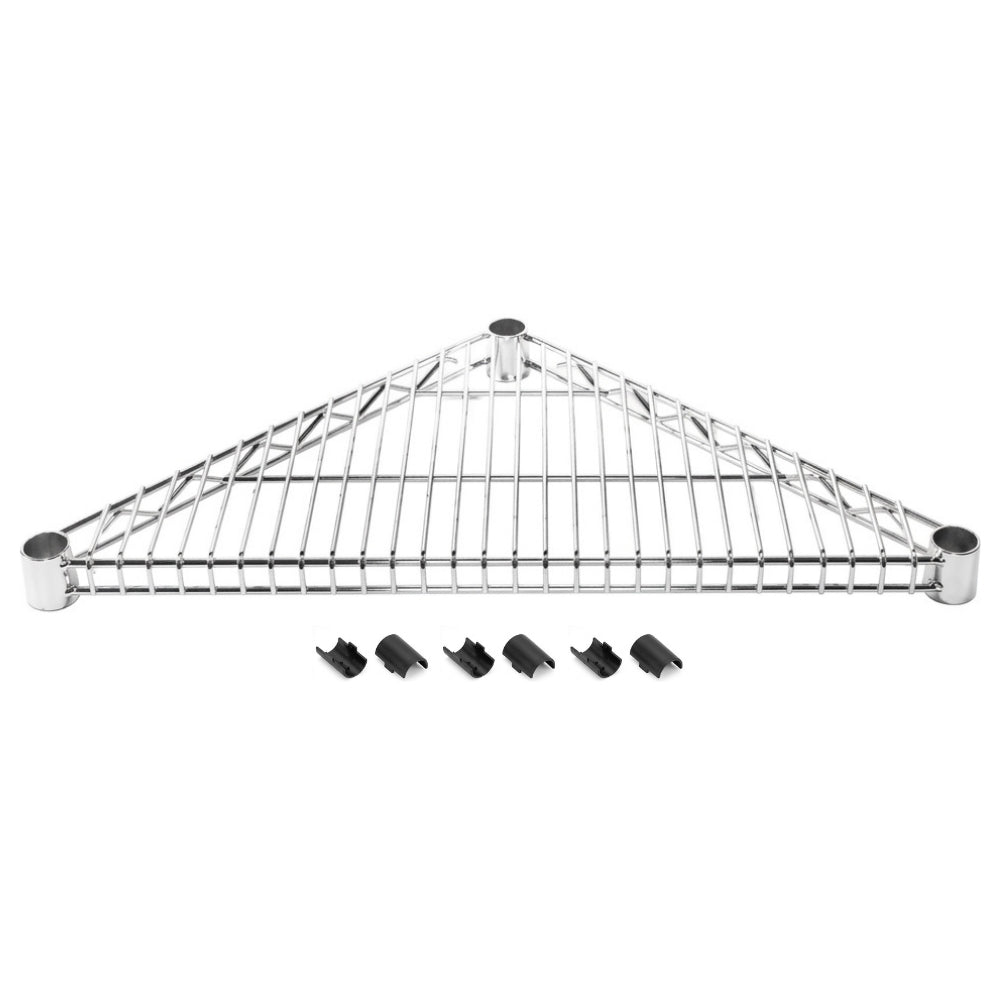 Chrome Triangle Corner Wire Shelves with Shelf Clips