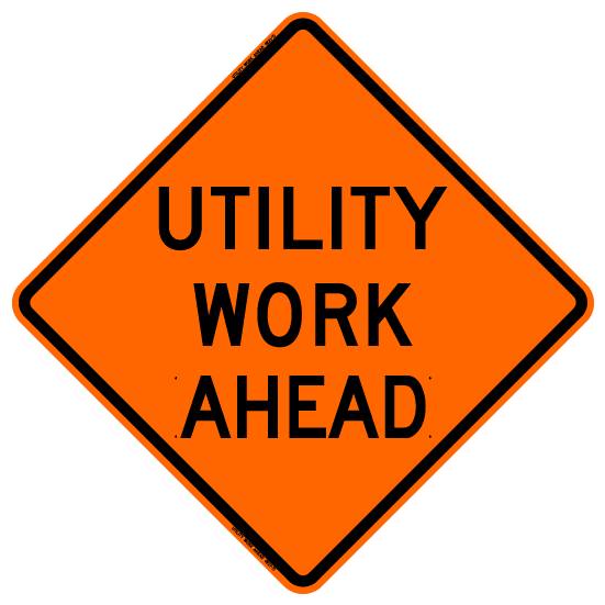 Bones Safety Utility Work Ahead Roll Up Sign (RUS), 48" Reflective Orange (RE4848UWAOC)
